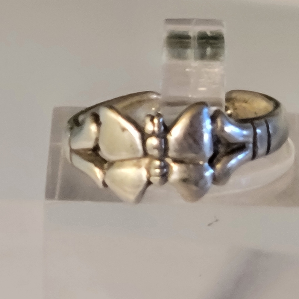 .925 Toe Ring Solid Sterling Silver Butterfly - image 1